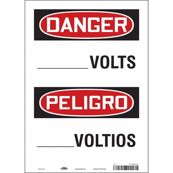 Safety Sign, 14 in Height, 10 in Width, Vinyl, Vertical Rectangle, English, Spanish, 479W26