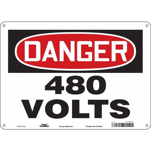 Safety Sign, 10 in Height, 14 in Width, Polyethylene, Horizontal Rectangle, English, 479W57
