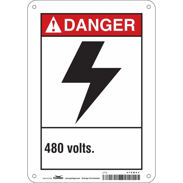 Safety Sign, 10 in Height, 7 in Width, Polyethylene, Horizontal Rectangle, English, 479W64