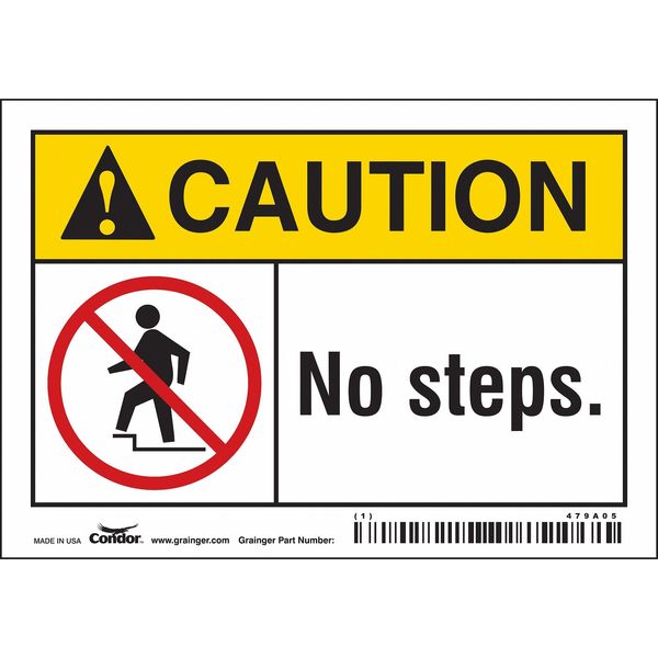 Safety Sign, 3 1/2 in Height, 5 in Width, Vinyl, Horizontal Rectangle, English, 479A05