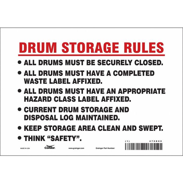 Safety Sign, 7 in Height, 10 in Width, Vinyl, Vertical Rectangle, English, 470D80