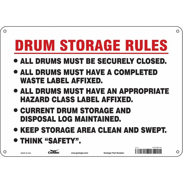 Safety Sign, 10 in Height, 14 in Width, Polyethylene, Horizontal Rectangle, English, 470D79