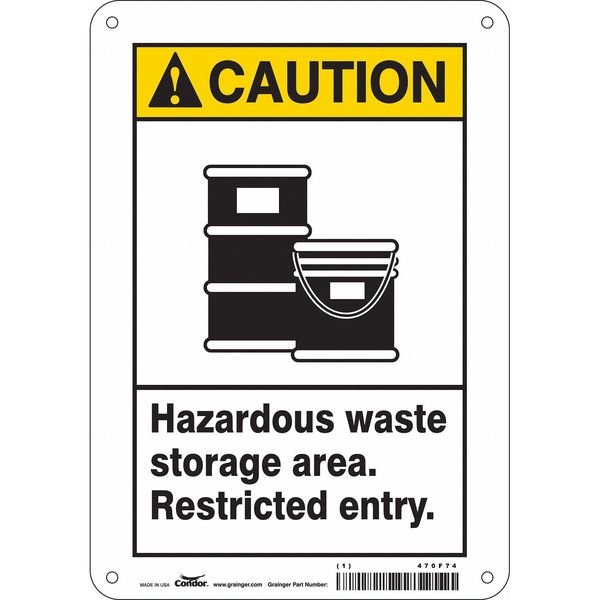 Safety Sign, 10 in Height, 7 in Width, Polyethylene, Horizontal Rectangle, English, 470F74