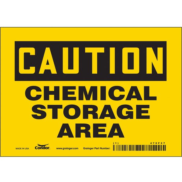 Safety Sign, 5 in Height, 7 in Width, Vinyl, Horizontal Rectangle, English, 470F27