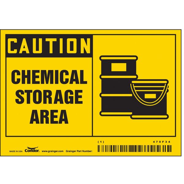 Safety Sign, 3 1/2 in Height, 5 in Width, Vinyl, Horizontal Rectangle, English, 470F34