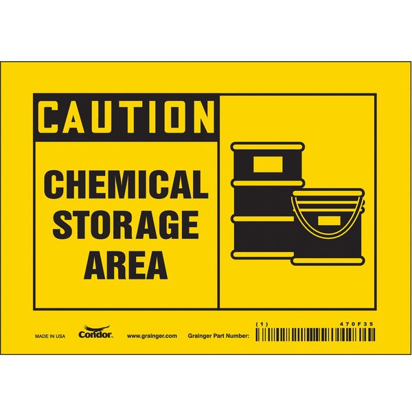 Safety Sign, 5 in Height, 7 in Width, Vinyl, Horizontal Rectangle, English, 470F35