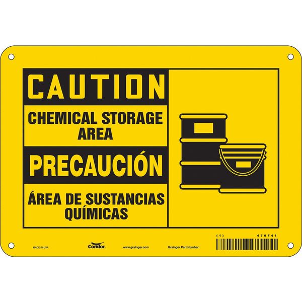 Safety Sign, 7 in H, 10 in W, Polyethylene, Vertical Rectangle, English, Spanish, 470F41