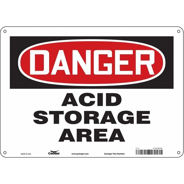 Safety Sign, 10 in Height, 14 in Width, Polyethylene, Horizontal Rectangle, English, 470G86