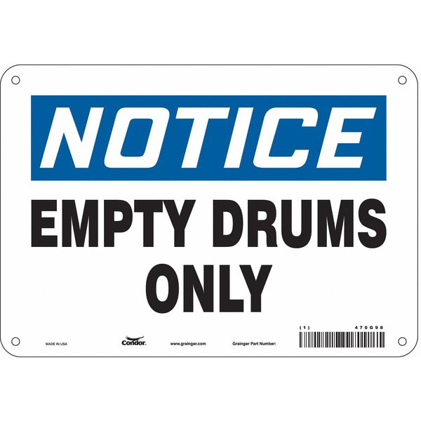 Safety Sign, 7 in Height, 10 in Width, Polyethylene, Vertical Rectangle, English, 470G98