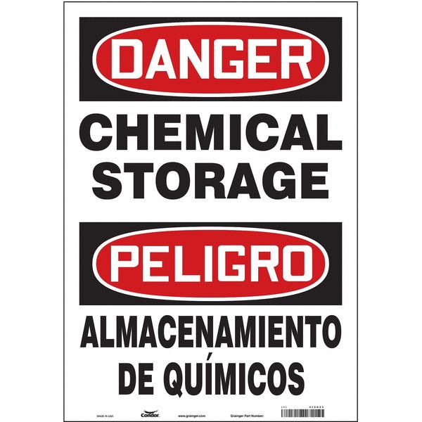 Safety Sign, 20 in H, 14 in W, Vinyl, Vertical Rectangle, English, Spanish, 470G23