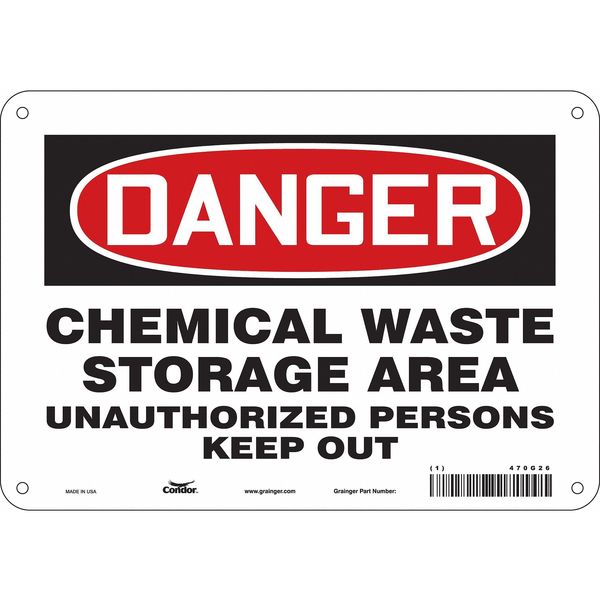 Safety Sign, 7 in Height, 10 in Width, Polyethylene, Vertical Rectangle, English, 470G26