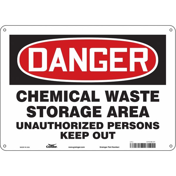 Safety Sign, 10 in Height, 14 in Width, Polyethylene, Horizontal Rectangle, English, 470G27