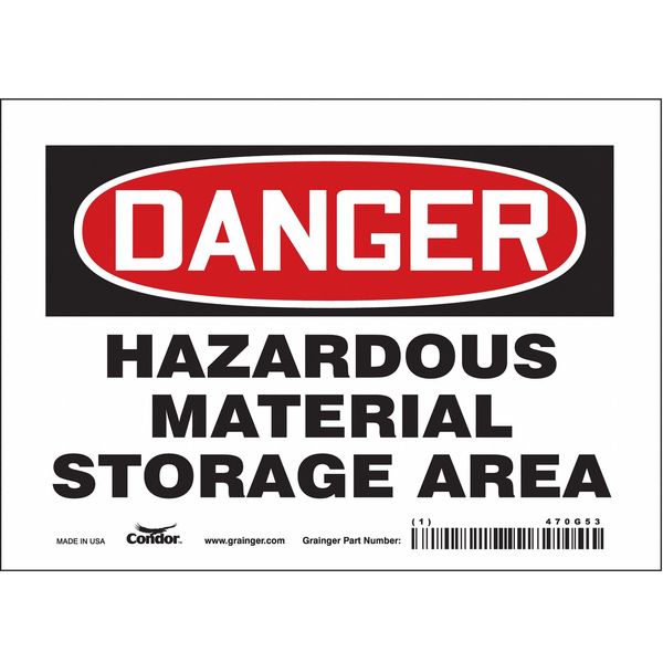 Safety Sign, 5 in Height, 7 in Width, Vinyl, Horizontal Rectangle, English, 470G53