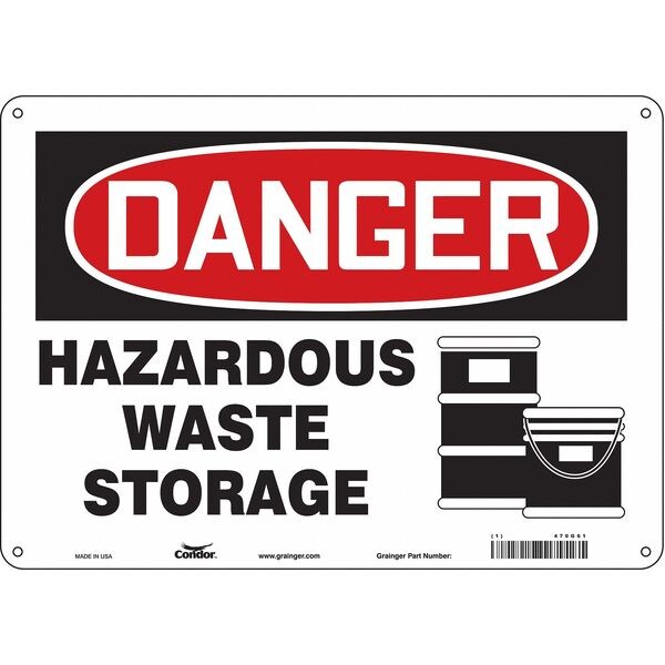Safety Sign, 10 in Height, 14 in Width, Polyethylene, Horizontal Rectangle, English, 470G61