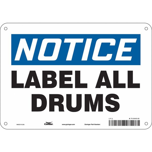 Safety Sign, 7 in Height, 10 in Width, Polyethylene, Vertical Rectangle, English, 470H05
