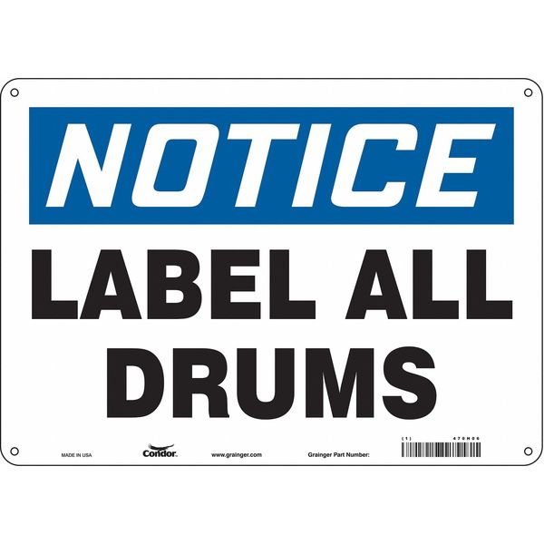 Safety Sign, 10 in Height, 14 in Width, Polyethylene, Horizontal Rectangle, English, 470H06