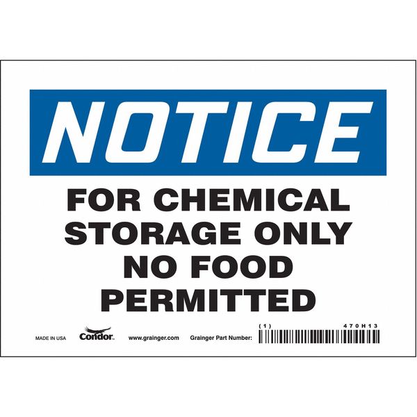 Safety Sign, 5 in Height, 7 in Width, Vinyl, Horizontal Rectangle, English, 470H13