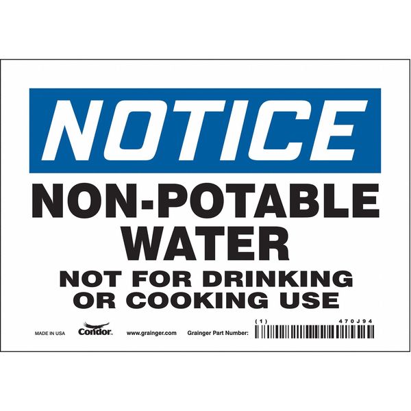 Safety Sign, 5 in Height, 7 in Width, Vinyl, Horizontal Rectangle, English, 470J94