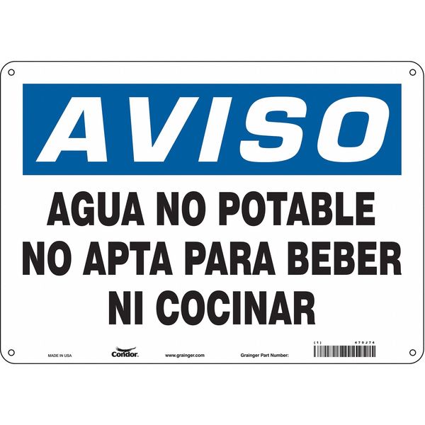 Safety Sign, 10 in Height, 14 in Width, Polyethylene, Horizontal Rectangle, English, 470J74