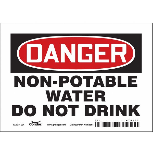 Safety Sign, 5 in Height, 7 in Width, Vinyl, Horizontal Rectangle, English, 470J02