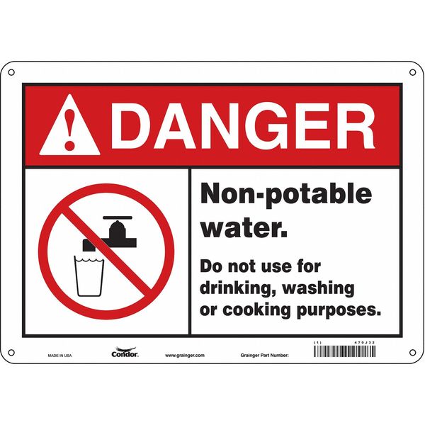 Safety Sign, 10 in Height, 14 in Width, Polyethylene, Horizontal Rectangle, English, 470J32