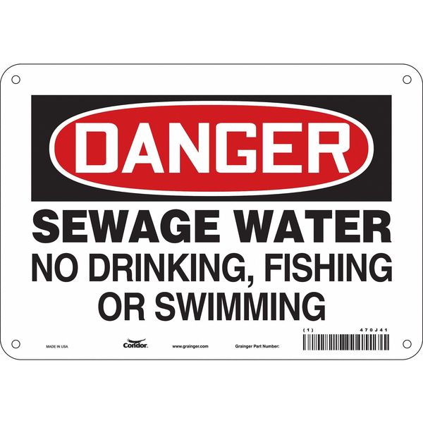 Safety Sign, 7 in Height, 10 in Width, Polyethylene, Vertical Rectangle, English, 470J41