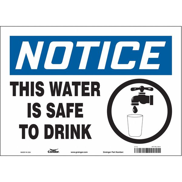 Safety Sign, 10 in Height, 14 in Width, Vinyl, Horizontal Rectangle, English, 470J64