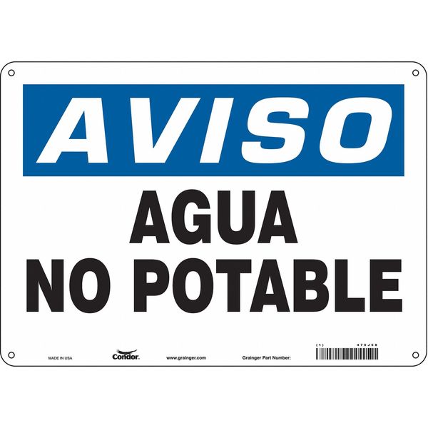 Safety Sign, 10 in Height, 14 in Width, Polyethylene, Horizontal Rectangle, English, 470J68