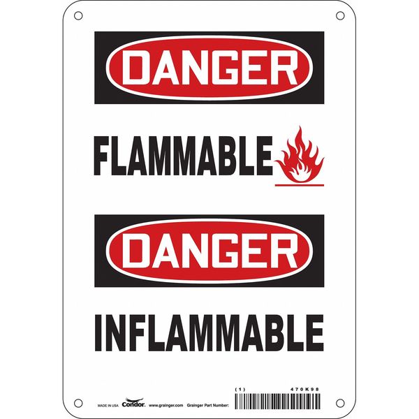 Safety Sign, 10 in Height, 7 in Width, Polyethylene, Horizontal Rectangle, English, French