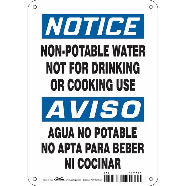 Safety Sign, 10 in Height, 7 in Width, Polyethylene, Horizontal Rectangle, English, 470K01