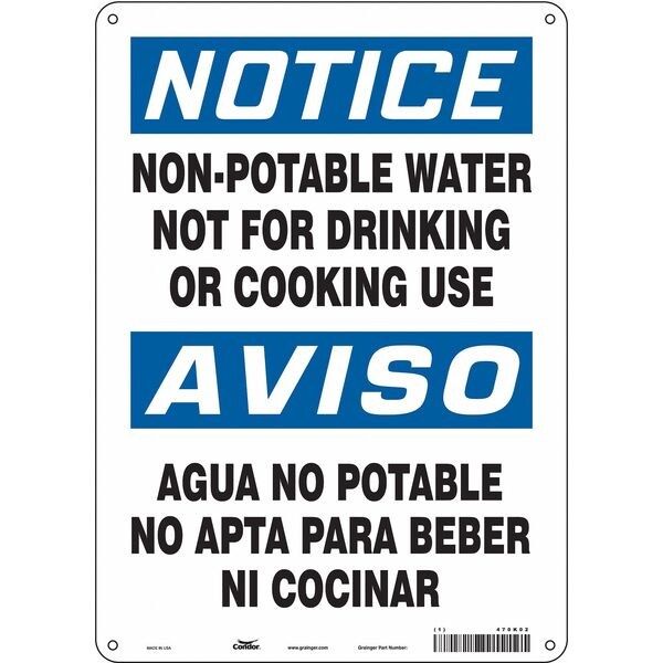Safety Sign, 14 in Height, 10 in Width, Polyethylene, Vertical Rectangle, English, 470K02