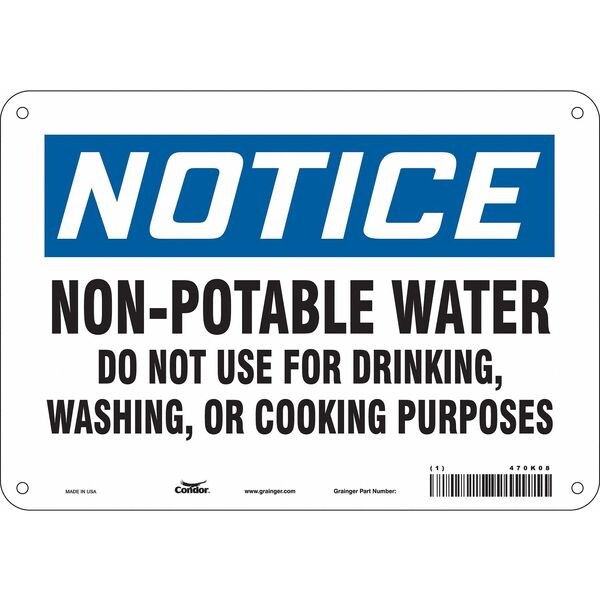Safety Sign, 7 in Height, 10 in Width, Polyethylene, Vertical Rectangle, English, 470K08
