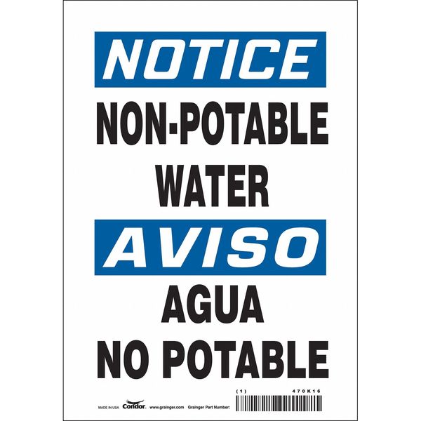 Safety Sign, 10 in Height, 7 in Width, Vinyl, Horizontal Rectangle, English, 470K16