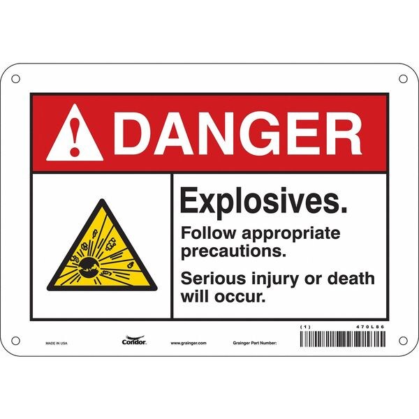 Safety Sign, 7 in Height, 10 in Width, Polyethylene, Vertical Rectangle, English, 470L86