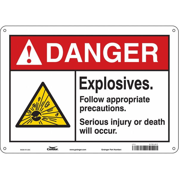 Safety Sign, 10 in Height, 14 in Width, Polyethylene, Horizontal Rectangle, English, 470L87