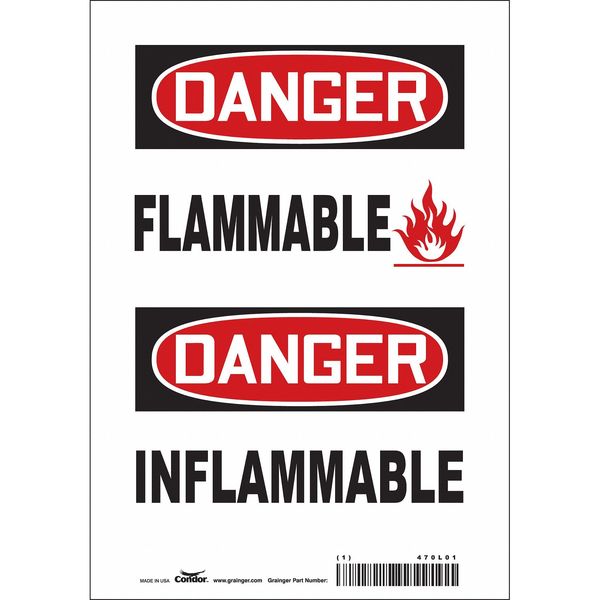 Safety Sign, 10 in Height, 7 in Width, Vinyl, Horizontal Rectangle, English, French