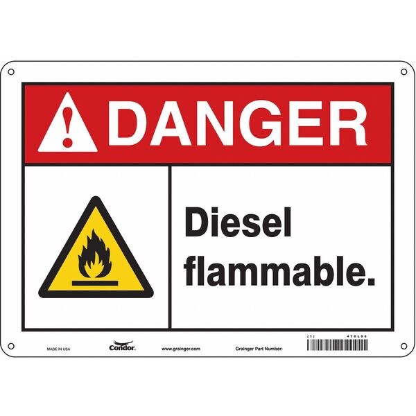 Safety Sign, 10 in Height, 14 in Width, Polyethylene, Horizontal Rectangle, English, 470L06