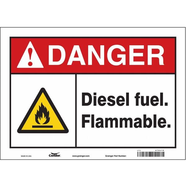 Safety Sign, 10 in Height, 14 in Width, Vinyl, Horizontal Rectangle, English, 470L16