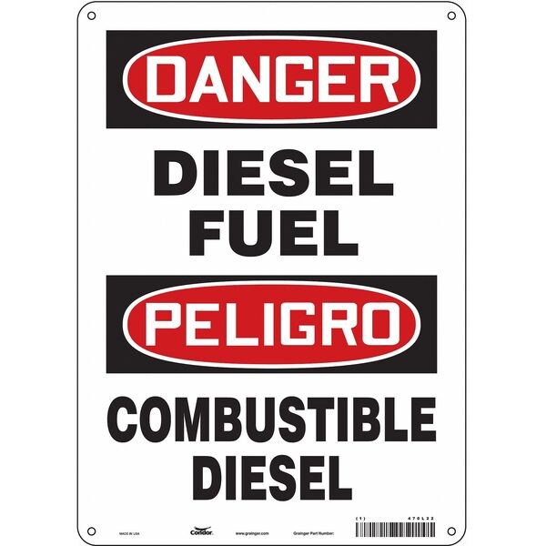 Safety Sign, 14 in H, 10 in W, Polyethylene, Vertical Rectangle, English, Spanish, 470L22