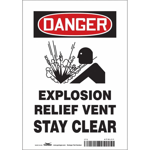Safety Sign, 10 in Height, 7 in Width, Vinyl, Horizontal Rectangle, English, 470L31
