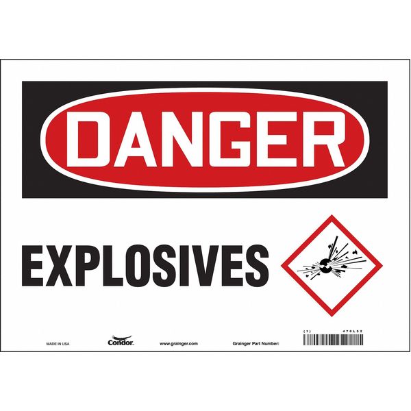 Safety Sign, 10 in Height, 14 in Width, Vinyl, Horizontal Rectangle, English, 470L52
