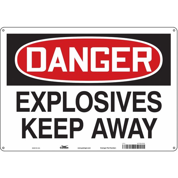Safety Sign, 14 in H, 20 in W, Polyethylene, Horizontal Rectangle, English, 470L66