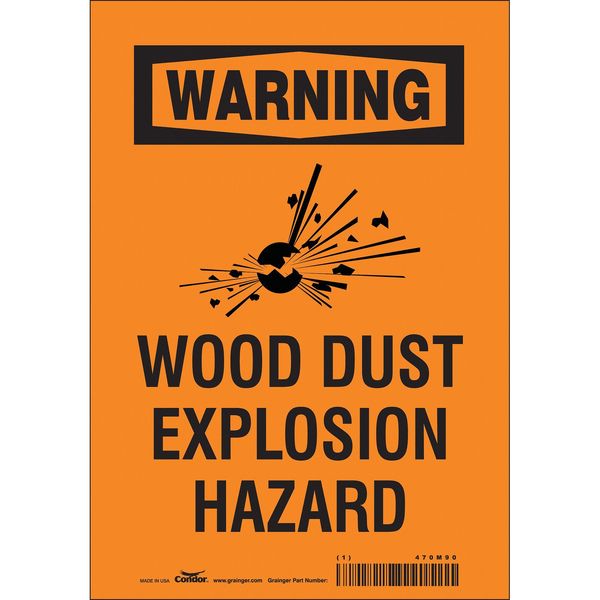 Safety Sign, 10 in Height, 7 in Width, Vinyl, Horizontal Rectangle, English, 470M90