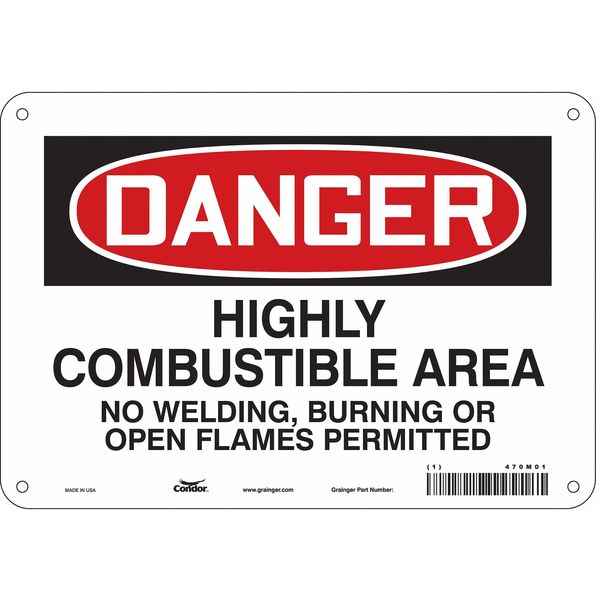 Safety Sign, 7 in Height, 10 in Width, Polyethylene, Vertical Rectangle, English, 470M01