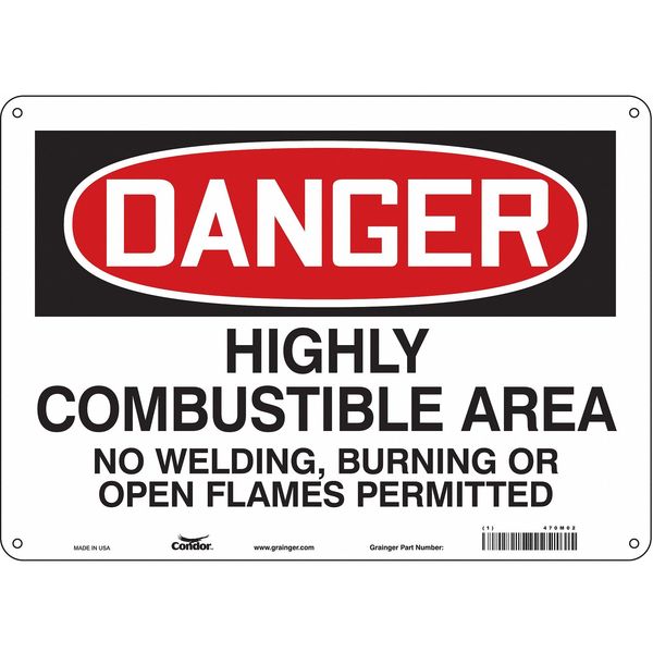 Safety Sign, 10 in Height, 14 in Width, Polyethylene, Horizontal Rectangle, English, 470M02
