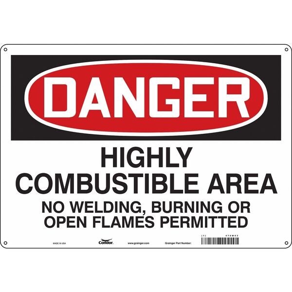 Safety Sign, 14 in H, 20 in W, Polyethylene, Horizontal Rectangle, English, 470M03
