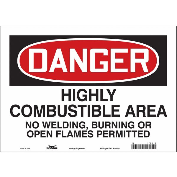 Safety Sign, 10 in Height, 14 in Width, Vinyl, Horizontal Rectangle, English, 470M05