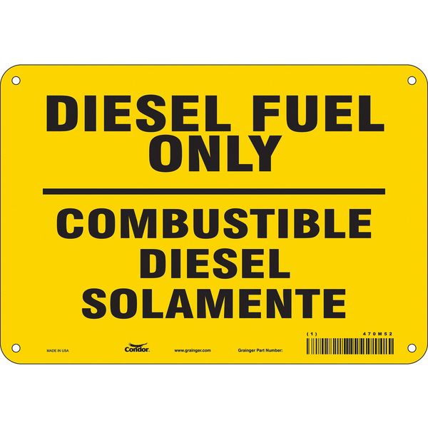 Safety Sign, 7 in H, 10 in W, Polyethylene, Vertical Rectangle, English, Spanish, 470M52