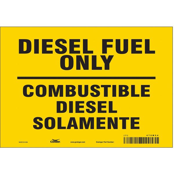 Safety Sign, 7 in H, 10 in W, Vinyl, Vertical Rectangle, English, Spanish, 470M54