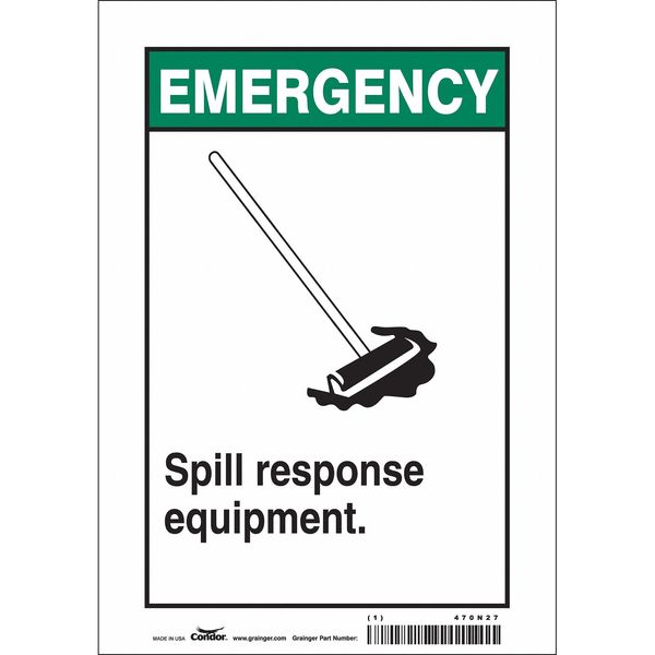 Safety Sign, 10 in Height, 7 in Width, Vinyl, Horizontal Rectangle, English, 470N27